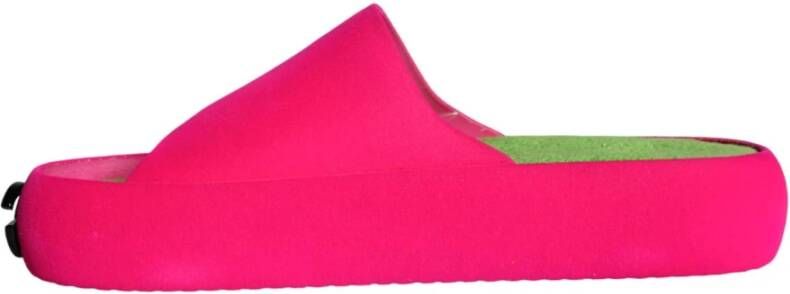 Dolce & Gabbana Fuchsia Groene Rubberen Slides Sandalen Pink Heren