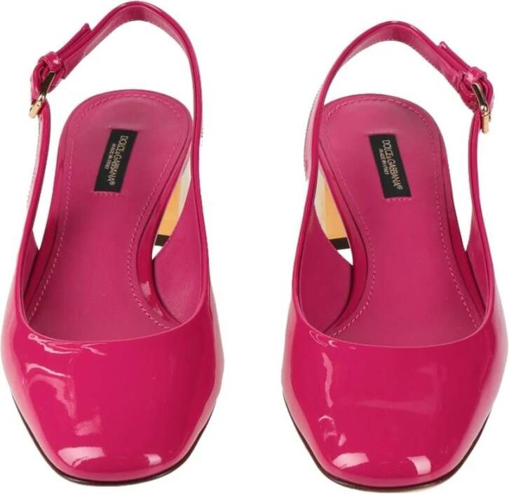 Dolce & Gabbana Fuchsia Leren Pumps met Band Pink Dames