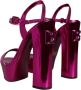 Dolce & Gabbana Fuchsia Platform Logo Sandalen met Gesp Pink Dames - Thumbnail 4