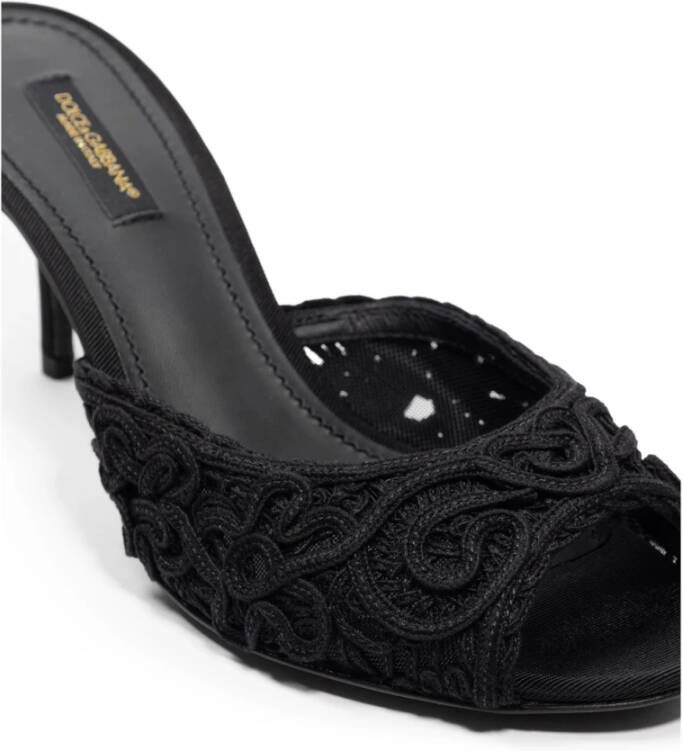 Dolce & Gabbana Geborduurde Hak Ciabatta Sandalen Black Dames