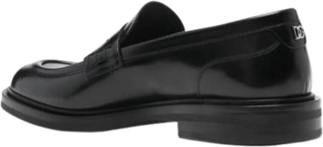 Dolce & Gabbana Geborsteld leren loafers met Penny Slot Black Heren