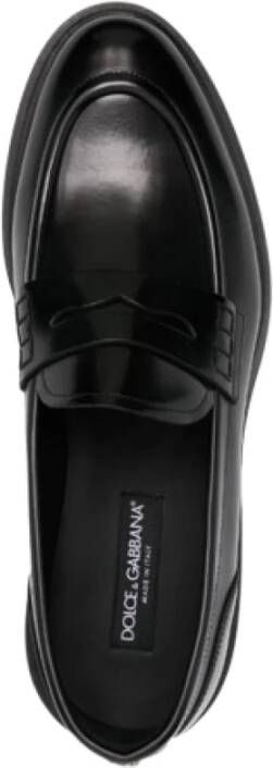 Dolce & Gabbana Geborsteld leren loafers met Penny Slot Black Heren