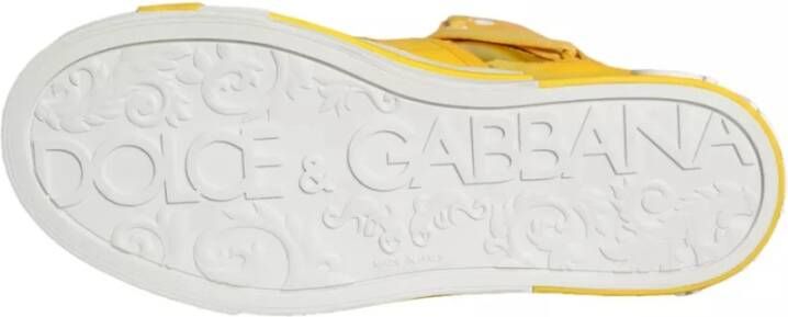 Dolce & Gabbana Geel Wit Leren High Top Sneakers Yellow Dames