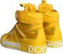 Dolce & Gabbana Geel Wit Leren High-Top Sneakers Yellow Dames - Thumbnail 9