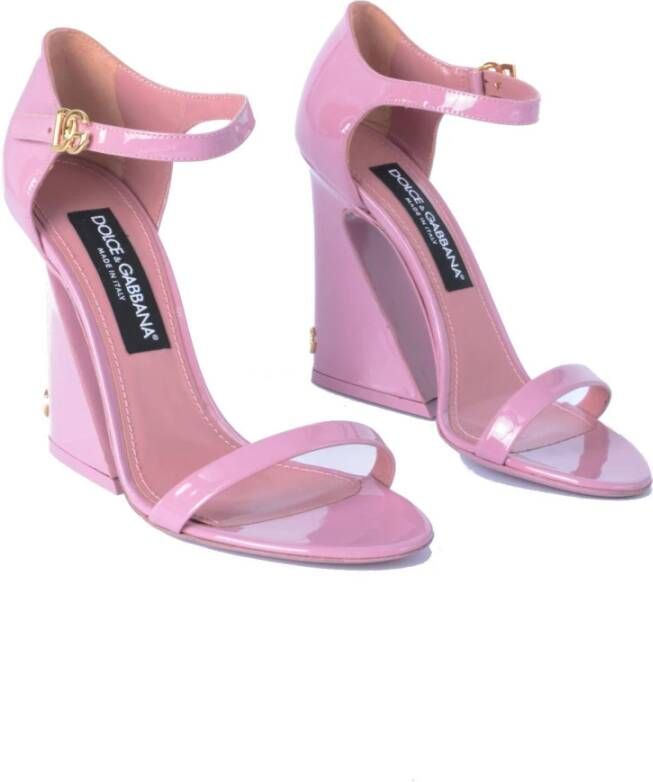 Dolce & Gabbana Gehakte leren sandalen met Keira-patroon Pink Dames