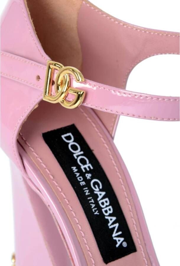 Dolce & Gabbana Gehakte leren sandalen met Keira-patroon Pink Dames