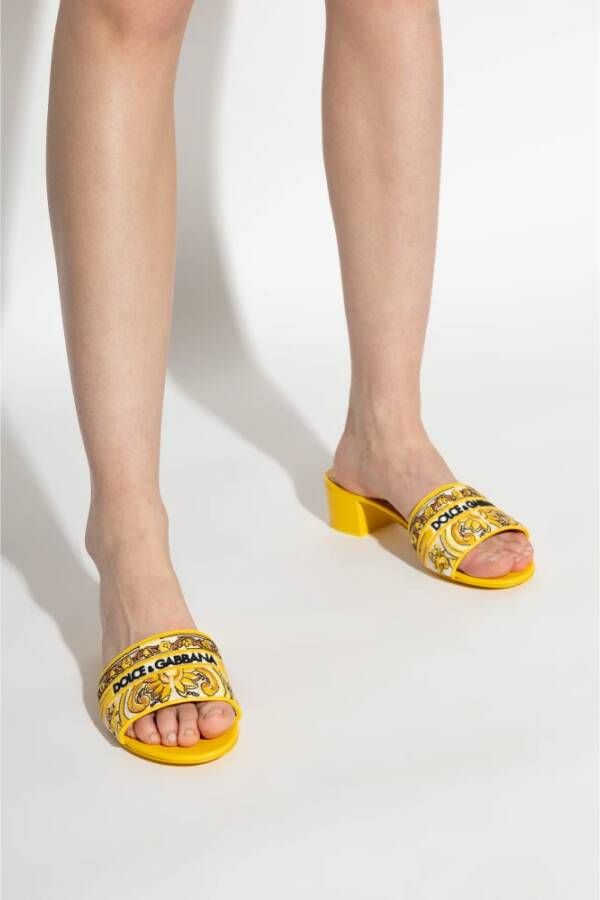 Dolce & Gabbana Gehakte pantoffels Karol Yellow Dames