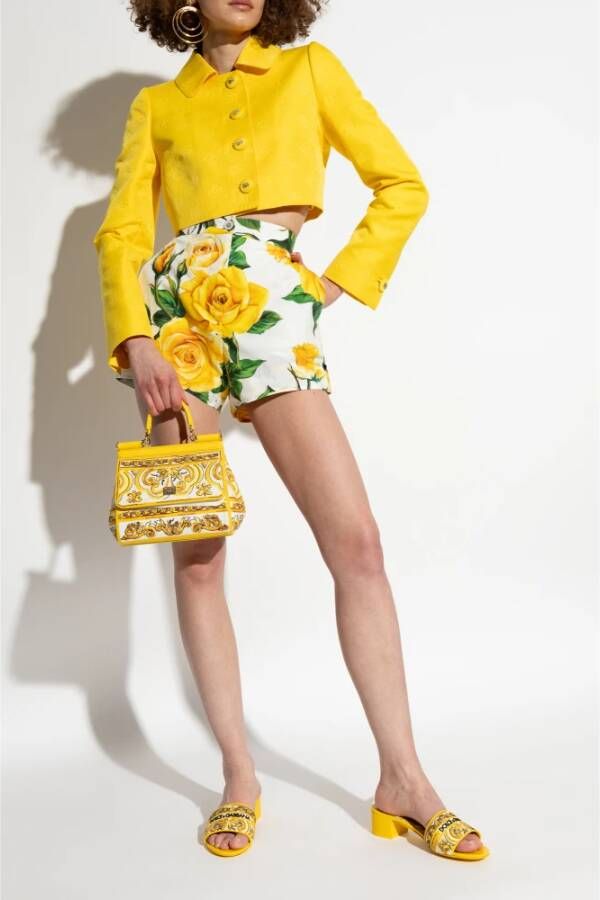 Dolce & Gabbana Gehakte pantoffels Karol Yellow Dames