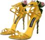 Dolce & Gabbana Gele Bloemen Satijnen Hak Sandalen Yellow Dames - Thumbnail 3