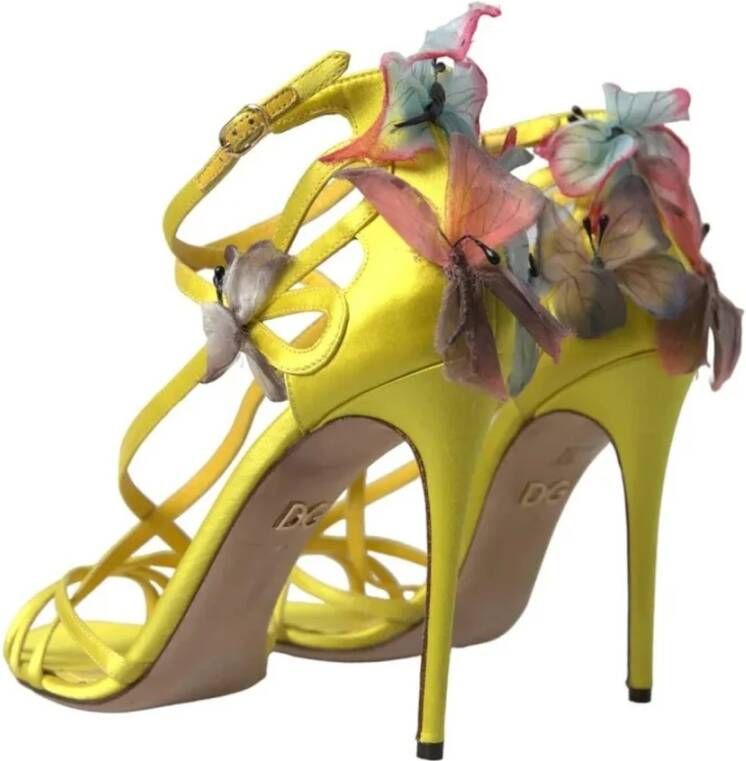 Dolce & Gabbana Gele Butterfly Applique Stiletto Sandalen Yellow Dames