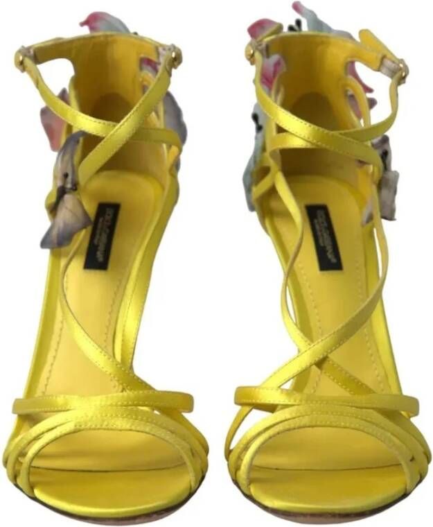 Dolce & Gabbana Gele Butterfly Applique Stiletto Sandalen Yellow Dames