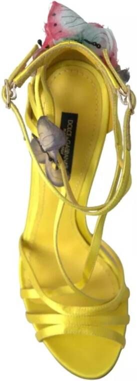 Dolce & Gabbana Gele Butterfly Applique Stiletto Sandalen Yellow Dames