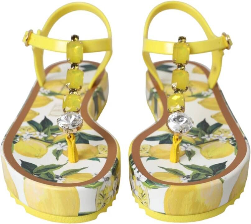 Dolce & Gabbana Gele Citroen Beachwear Flats Sandalen Yellow Dames