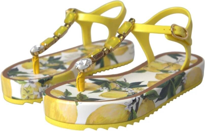 Dolce & Gabbana Gele Citroen Beachwear Flats Sandalen Yellow Dames