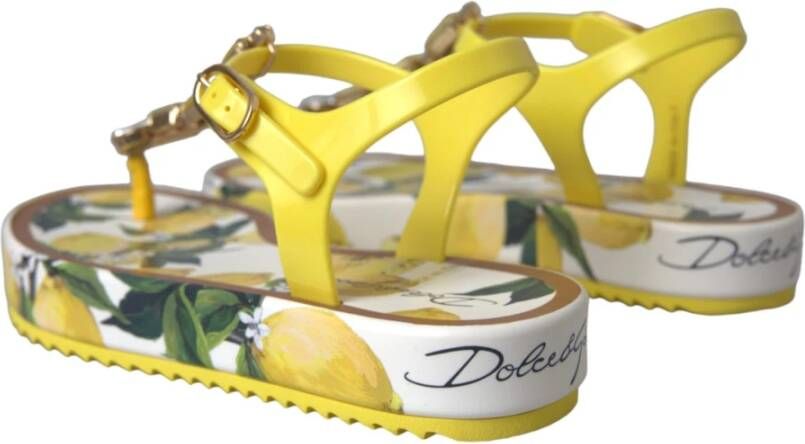 Dolce & Gabbana Gele Citroen Beachwear Flats Sandalen Yellow Dames