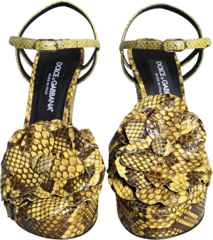 Dolce & Gabbana Gele exotische leren enkelband hakken sandalen schoenen Multicolor Dames