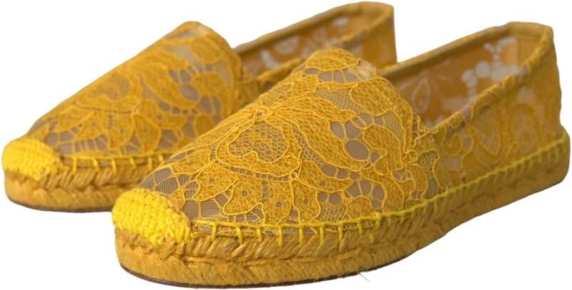 Dolce & Gabbana Gele Kant Espadrille Loafers Platte Schoenen Yellow Dames