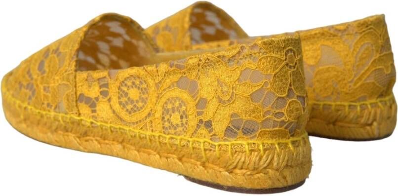 Dolce & Gabbana Gele Kant Espadrille Loafers Platte Schoenen Yellow Dames