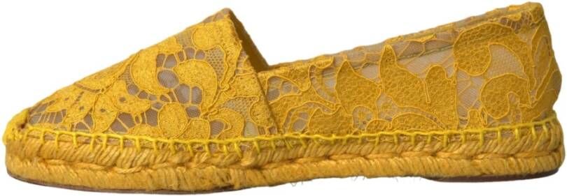 Dolce & Gabbana Gele Kant Espadrille Loafers Platte Schoenen Yellow Dames