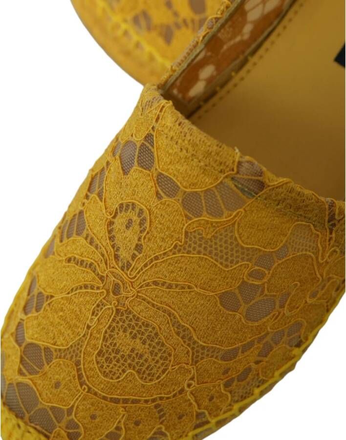 Dolce & Gabbana Gele Kant Espadrille Loafers Platte Schoenen Yellow Dames