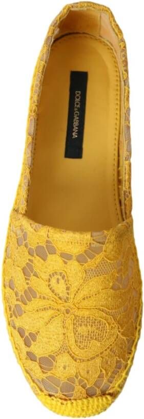 Dolce & Gabbana Gele Kant Espadrille Loafers Platte Schoenen Yellow Dames