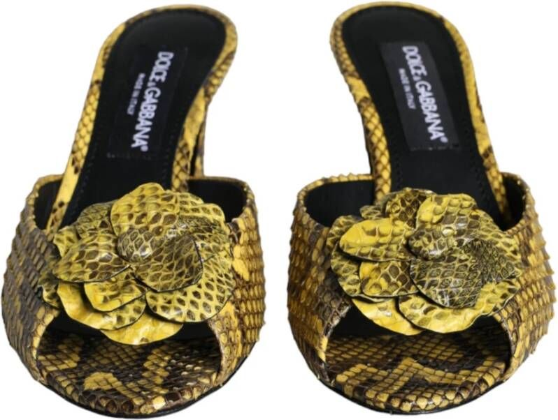 Dolce & Gabbana Gele Leren Blokhak Muiltjes Schoenen Yellow Dames