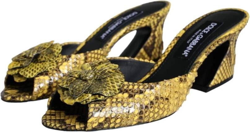 Dolce & Gabbana Gele Leren Blokhak Muiltjes Schoenen Yellow Dames