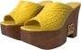 Dolce & Gabbana Gele Leren Houten Sleehak Sandalen Yellow Dames - Thumbnail 3