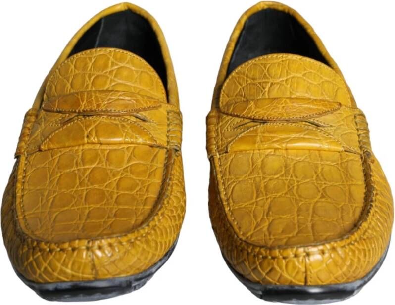 Dolce & Gabbana Gele Leren Loafer Schoenen Yellow Heren