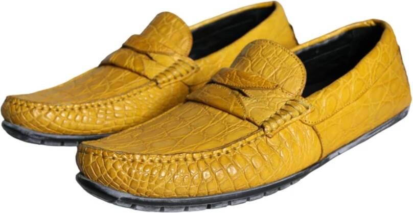 Dolce & Gabbana Gele Leren Loafer Schoenen Yellow Heren