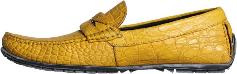 Dolce & Gabbana Gele Leren Loafer Schoenen Yellow Heren