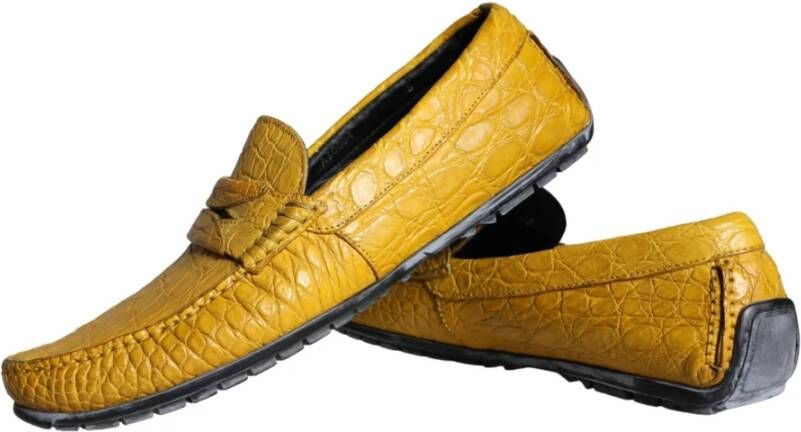 Dolce & Gabbana Gele Leren Loafer Schoenen Yellow Heren