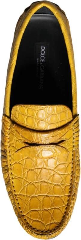 Dolce & Gabbana Gele Leren Loafer Schoenen Yellow Heren