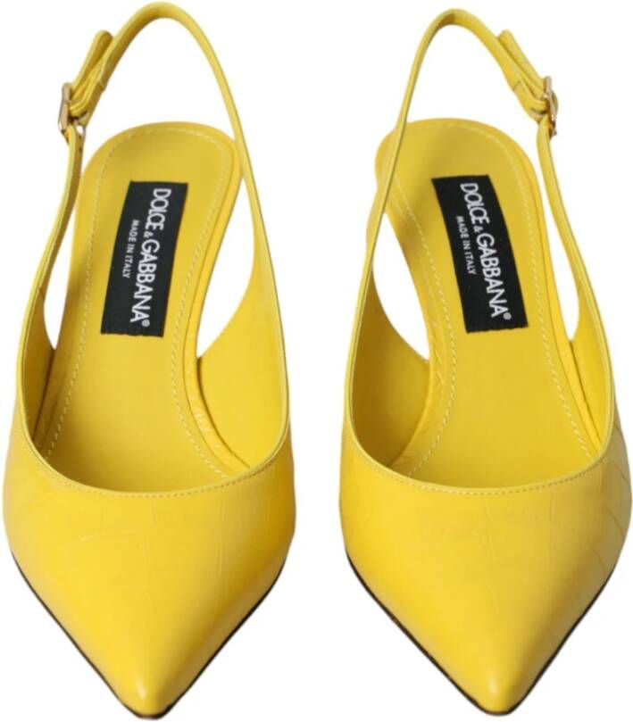 Dolce & Gabbana Gele Leren Slingback Hakken Schoenen Yellow Dames