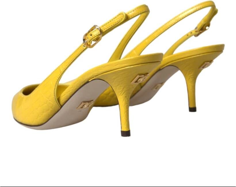 Dolce & Gabbana Gele Leren Slingback Hakken Schoenen Yellow Dames