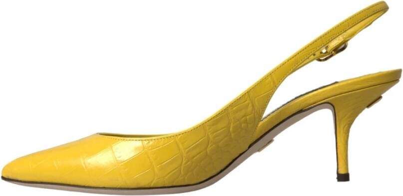 Dolce & Gabbana Gele Leren Slingback Hakken Schoenen Yellow Dames