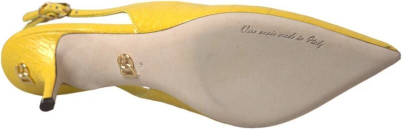 Dolce & Gabbana Gele Leren Slingback Hakken Schoenen Yellow Dames