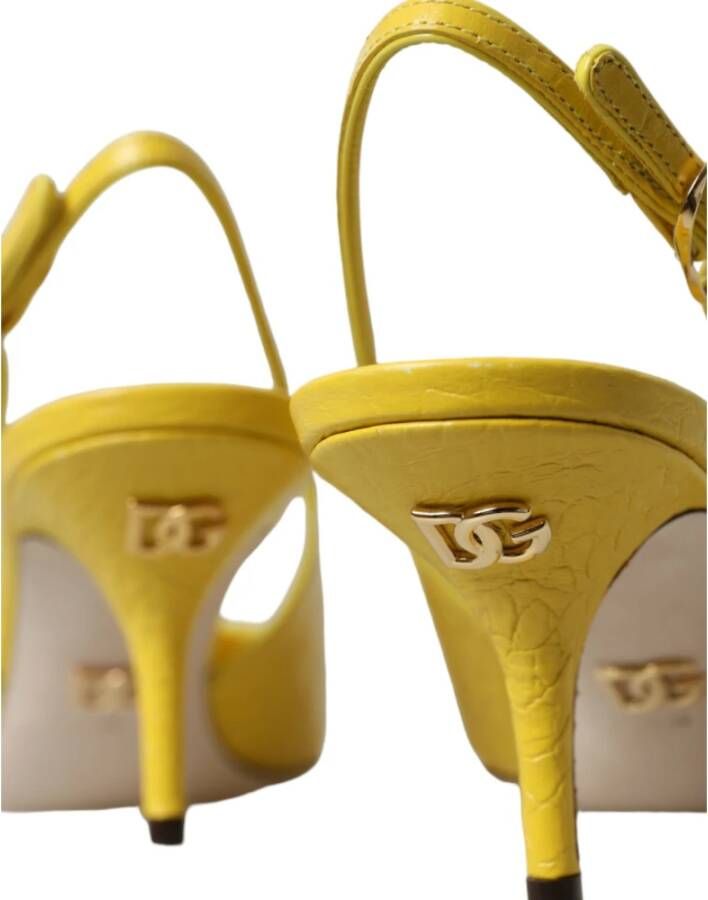 Dolce & Gabbana Gele Leren Slingback Hakken Schoenen Yellow Dames