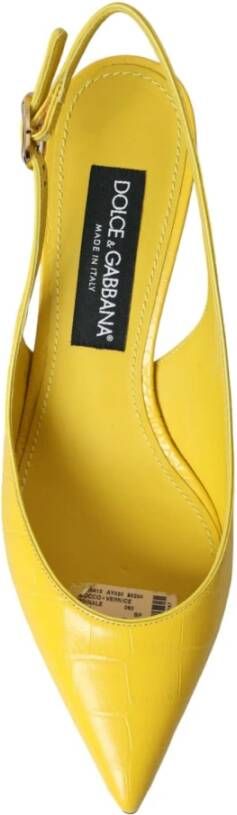 Dolce & Gabbana Gele Leren Slingback Hakken Schoenen Yellow Dames