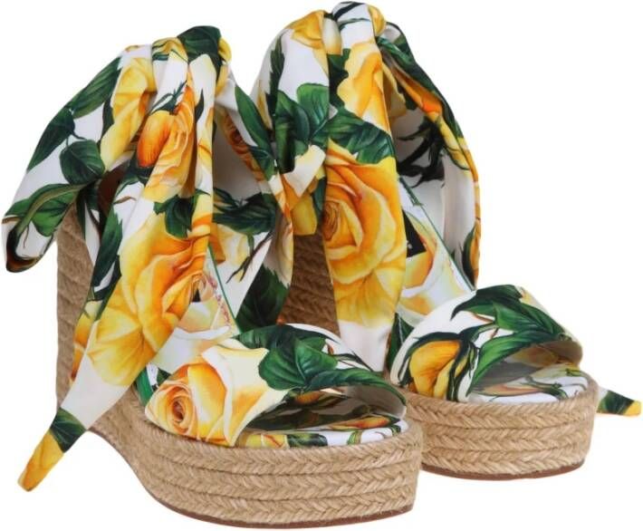 Dolce & Gabbana Gele Rozen Sleehak Sandalen Yellow Dames