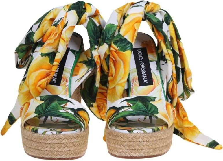 Dolce & Gabbana Gele Rozen Sleehak Sandalen Yellow Dames