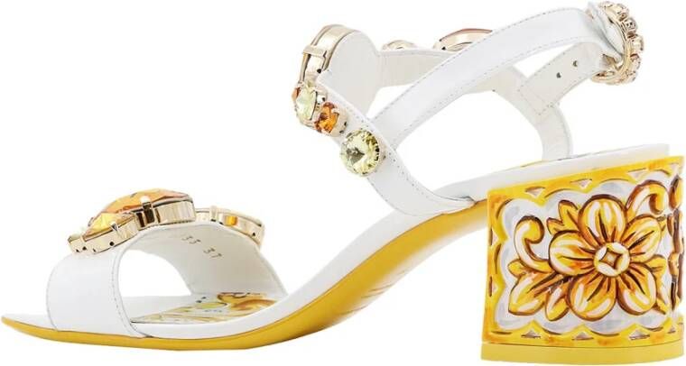 Dolce & Gabbana Gele Sandalen met Majolica Detail Multicolor Dames