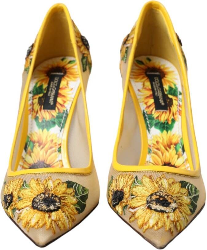 Dolce & Gabbana Gele Zonnebloem Mesh Hakken Pumps Schoenen Yellow Dames