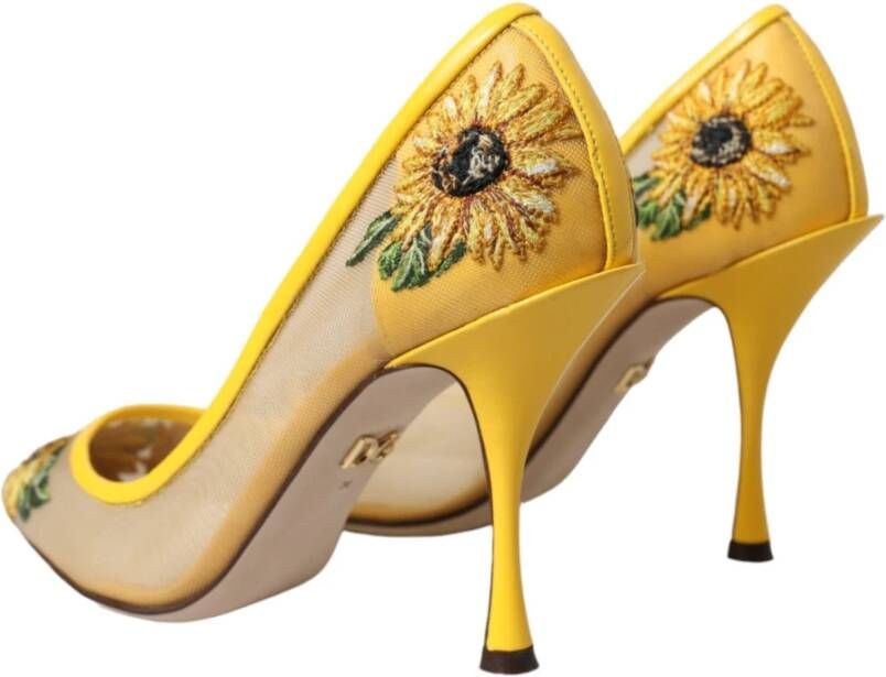 Dolce & Gabbana Gele Zonnebloem Mesh Hakken Pumps Schoenen Yellow Dames