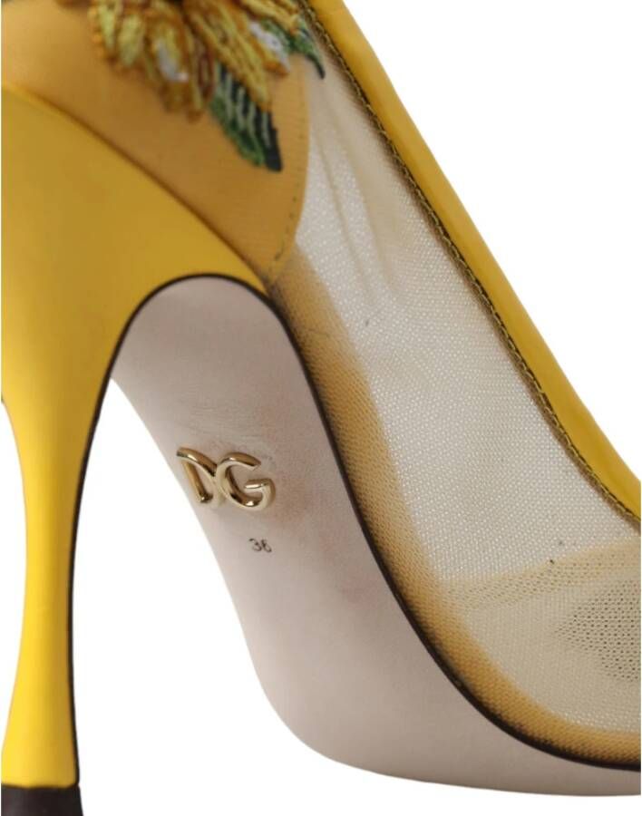 Dolce & Gabbana Gele Zonnebloem Mesh Hakken Pumps Schoenen Yellow Dames