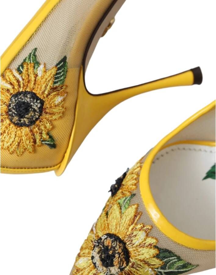 Dolce & Gabbana Gele Zonnebloem Mesh Hakken Pumps Schoenen Yellow Dames