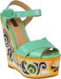 Dolce & Gabbana Geometrische Houten Plateau Sandalen Green Dames - Thumbnail 3