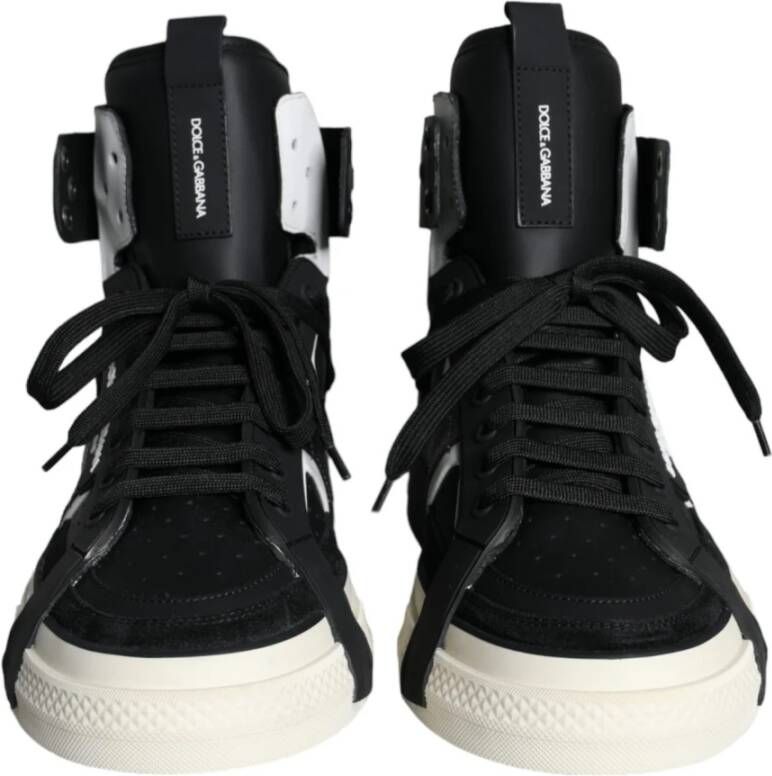 Dolce & Gabbana Geperforeerde hoge sneakers met logo Black Heren