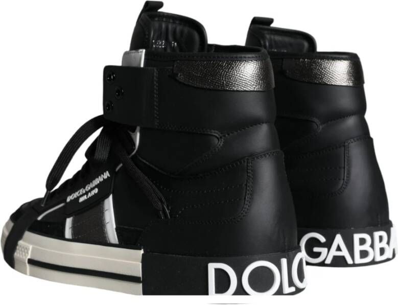 Dolce & Gabbana Geperforeerde hoge sneakers met logo Black Heren