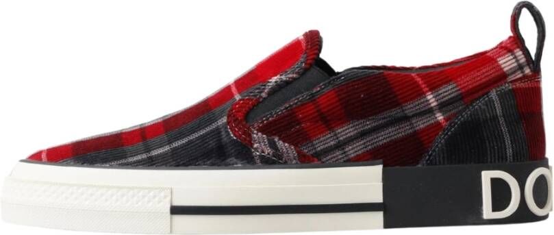 Dolce & Gabbana Geruite Slip On Schoenen voor Heren Red Heren